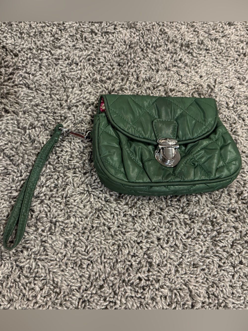 Vera Bradley Green Quilted Wristlet Clutch